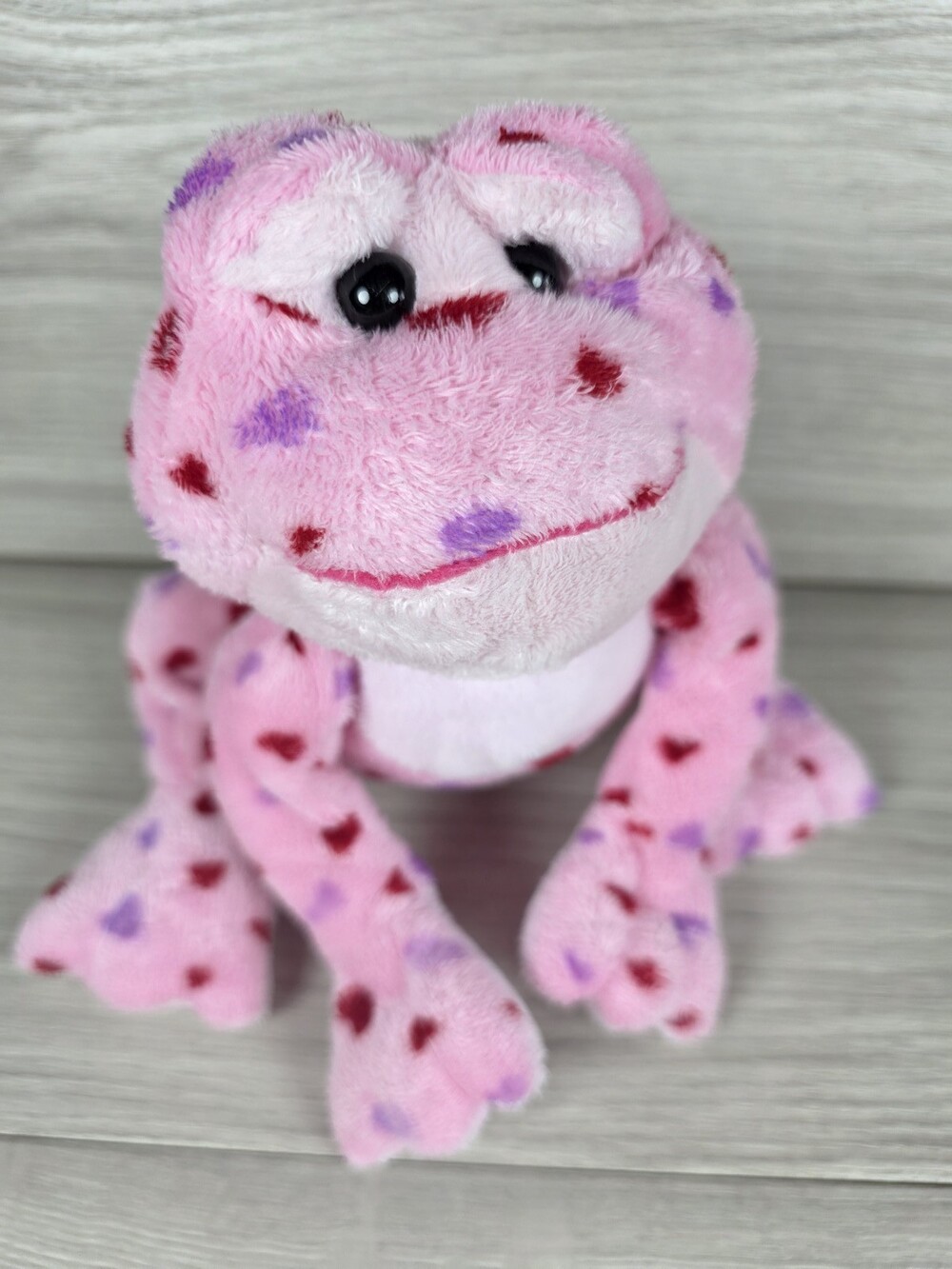 GANZ Plush Frog w Red and Purple Heart Pattern SU38